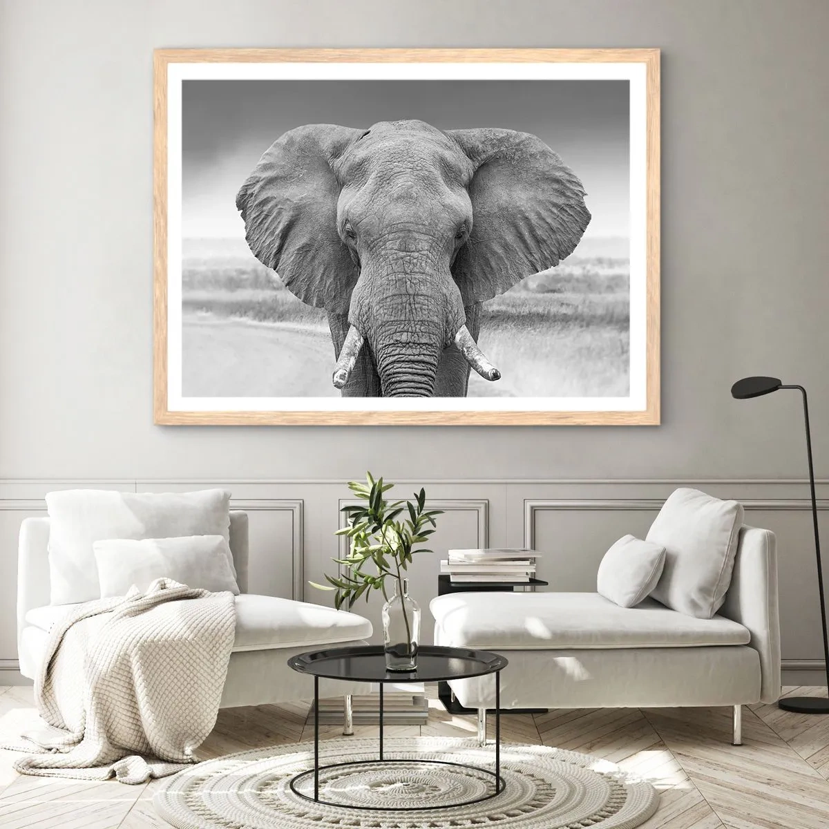 Affiche dans un chêne clair - Poster - Bienvenue dans mon monde - 70x50 cm