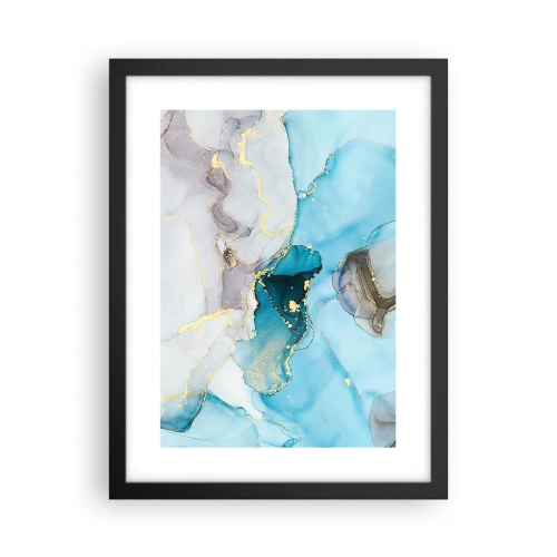 Affiche dans un cadre noir - Poster - Etude de la rencontre gris et turquoise - 30x40 cm