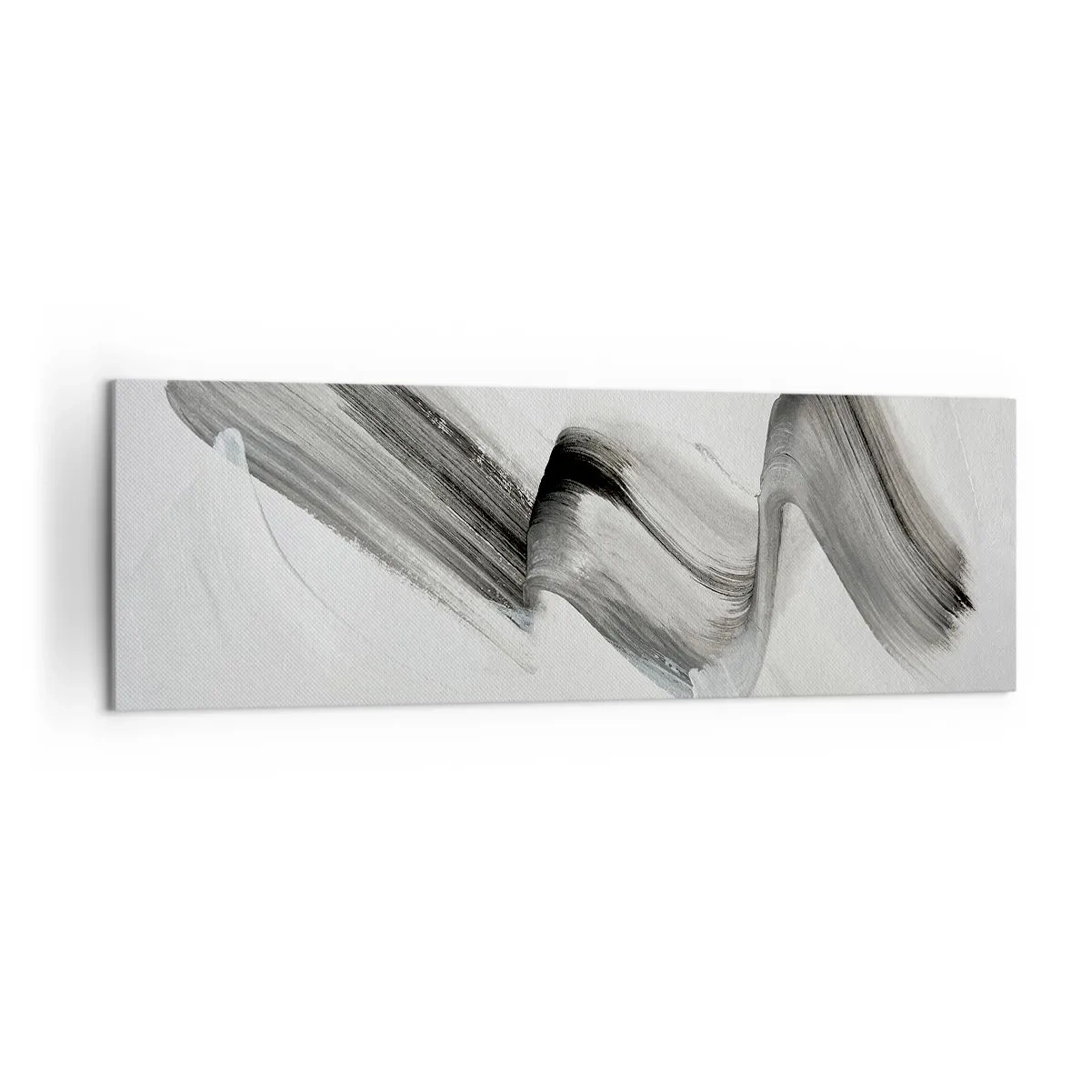 Impression sur toile - Image sur toile - Coup de pinceau abstrait noir et blanc sur fond clair - 160x50cm - Mine de rien pour s'amuser - Décoration murale moderne pour le salon et la chambre ARTTOR