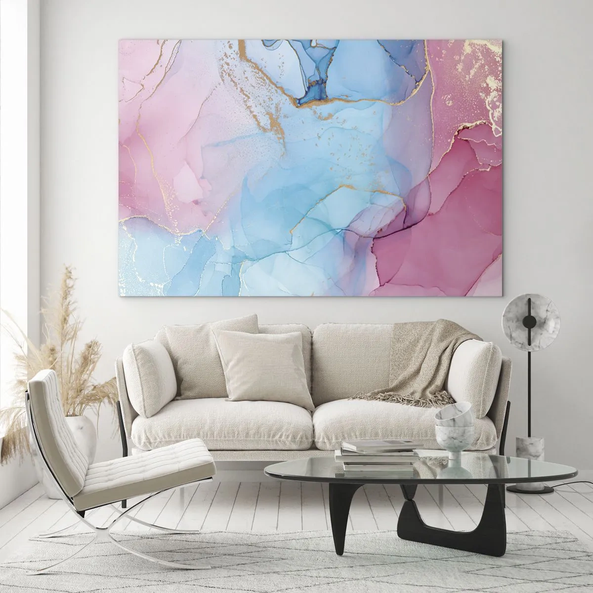 Impression sur verre - Image sur verre - Rencontre et interpénétration - 120x80cm - Rencontre et mélange - Décoration murale moderne pour le salon et la chambre ARTTOR