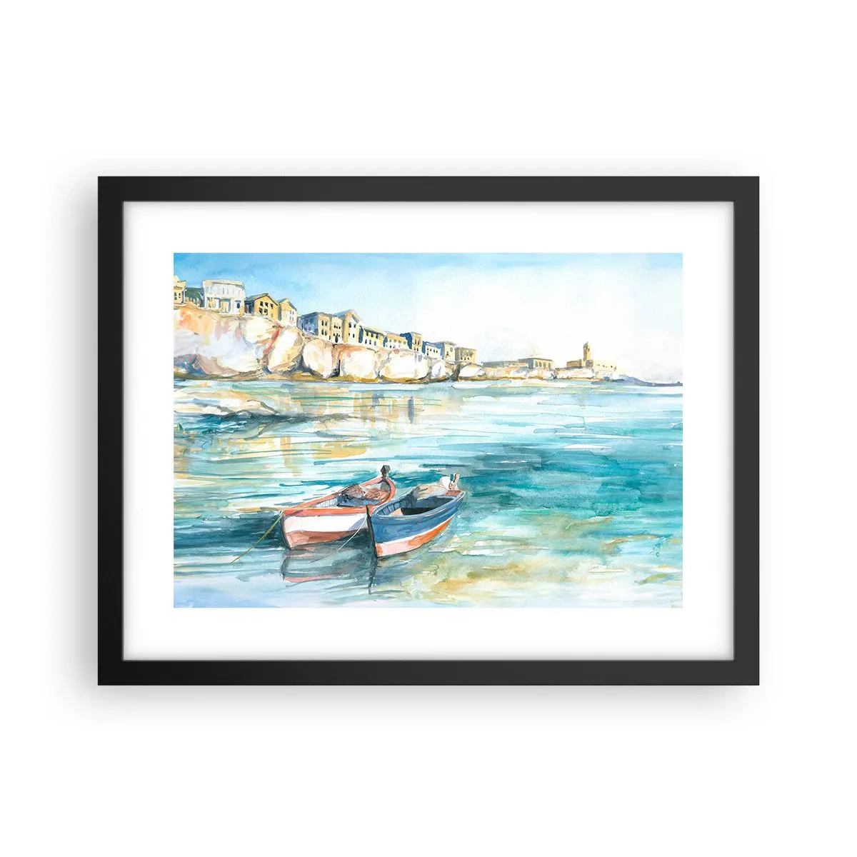 Affiche dans un cadre noir - Poster - Paysage dans l'azur - 40x30 cm