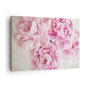 Impression sur toile - Image sur toile - Un bouquet de pivoines roses sur fond clair - 70x50cm - En glamour rose - Décoration murale moderne pour le salon et la chambre ARTTOR