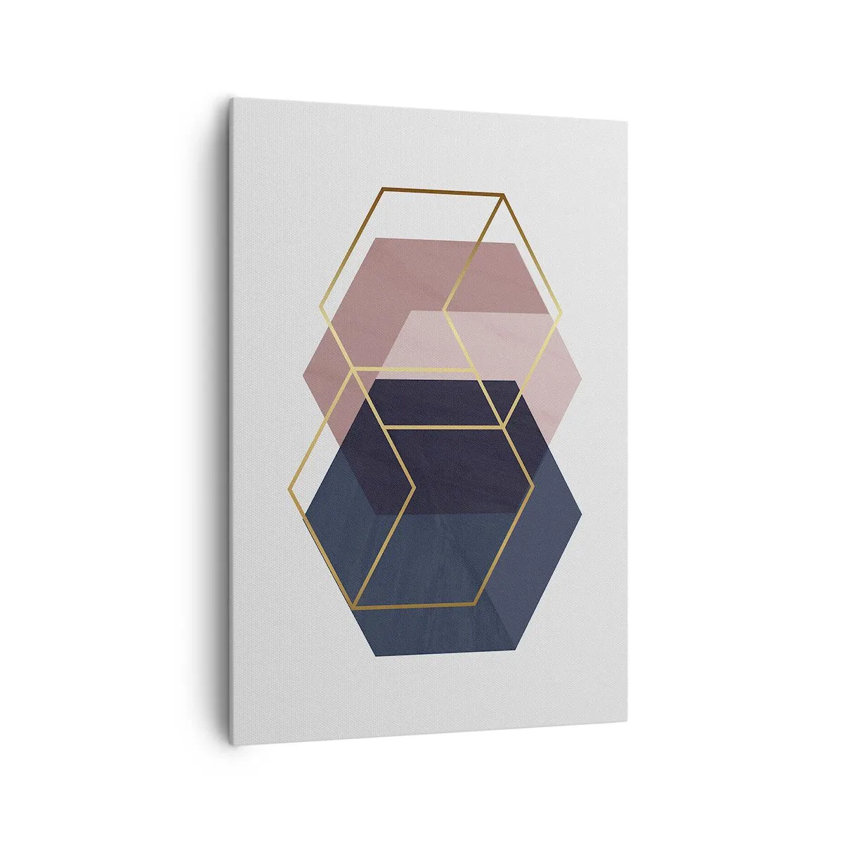 Impression sur toile - Image sur toile - Formes géométriques en lignes dorées sur fond pastel - 70x100cm - Le pouvoir de la simplicité - Décoration murale moderne pour le salon et la chambre ARTTOR