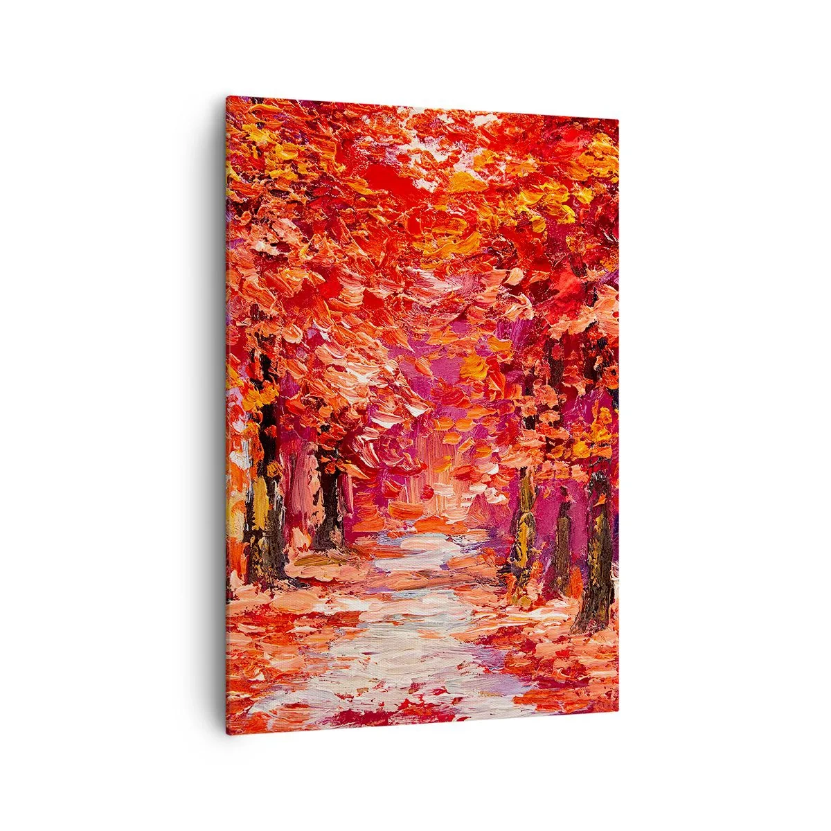 Impression sur toile - Image sur toile - Une ruelle pittoresque aux couleurs d'automne dans le style impressionniste - 70x100cm - Impression d'automne - Décoration murale moderne pour le salon et la chambre ARTTOR