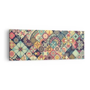 Impression sur toile - Image sur toile - Motifs géométriques colorés inspirés du style marocain - 140x50cm - Ambiance marocaine - Décoration murale moderne pour le salon et la chambre ARTTOR