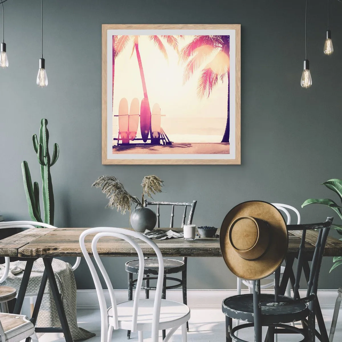 Affiche dans un chêne clair - Poster - Ca va être une journée magnifique - 50x50 cm