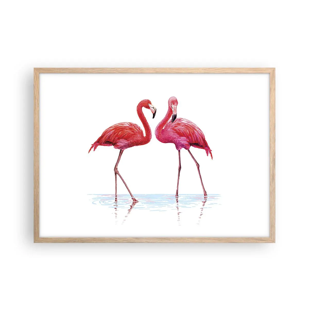 Affiche dans un chêne clair - Poster - Rendez-vous rose - 70x50 cm