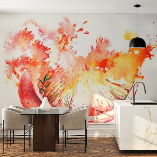 Papier peint sur mesure Standard Eco - Détente juteuse - Abstraction, Orange, Graphique