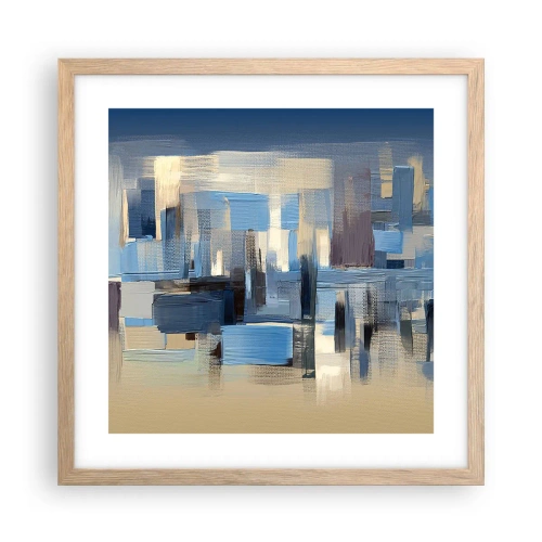 Affiche dans un chêne clair - Poster - Construction bleue - 40x40 cm