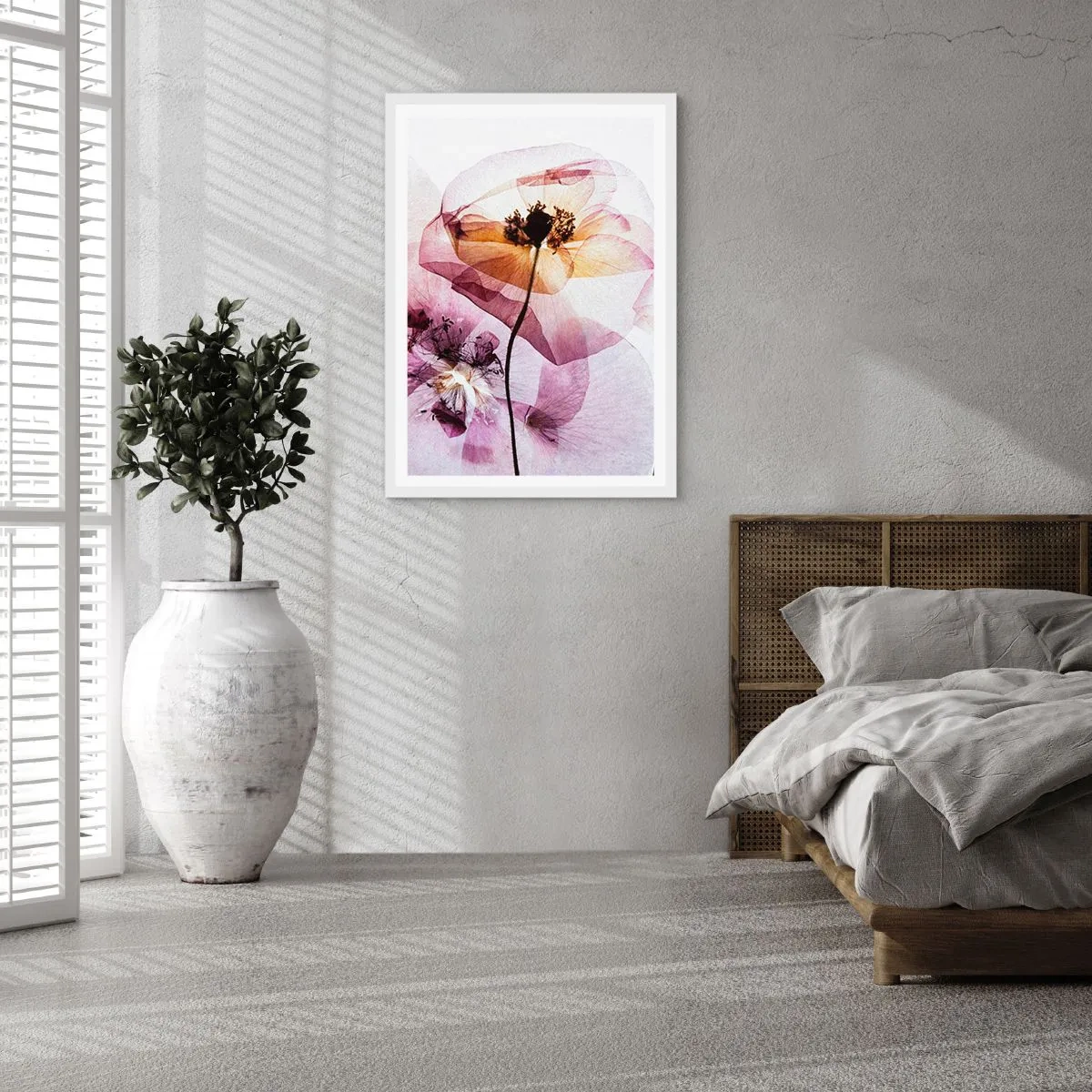 Affiche dans un cadre blanc - Poster - Corps de fleurs transparente - 30x40 cm