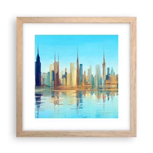 Affiche dans un chêne clair - Poster - Une métropole ensoleillée - 30x30 cm