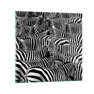 Impression sur verre - Image sur verre - Portrait collectif à rayures - 70x70 cm