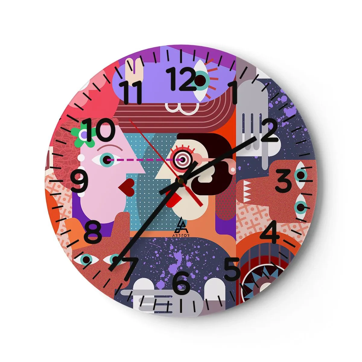 Horloge murale - Pendule murale - Les yeux dans les yeux - 30x30 cm