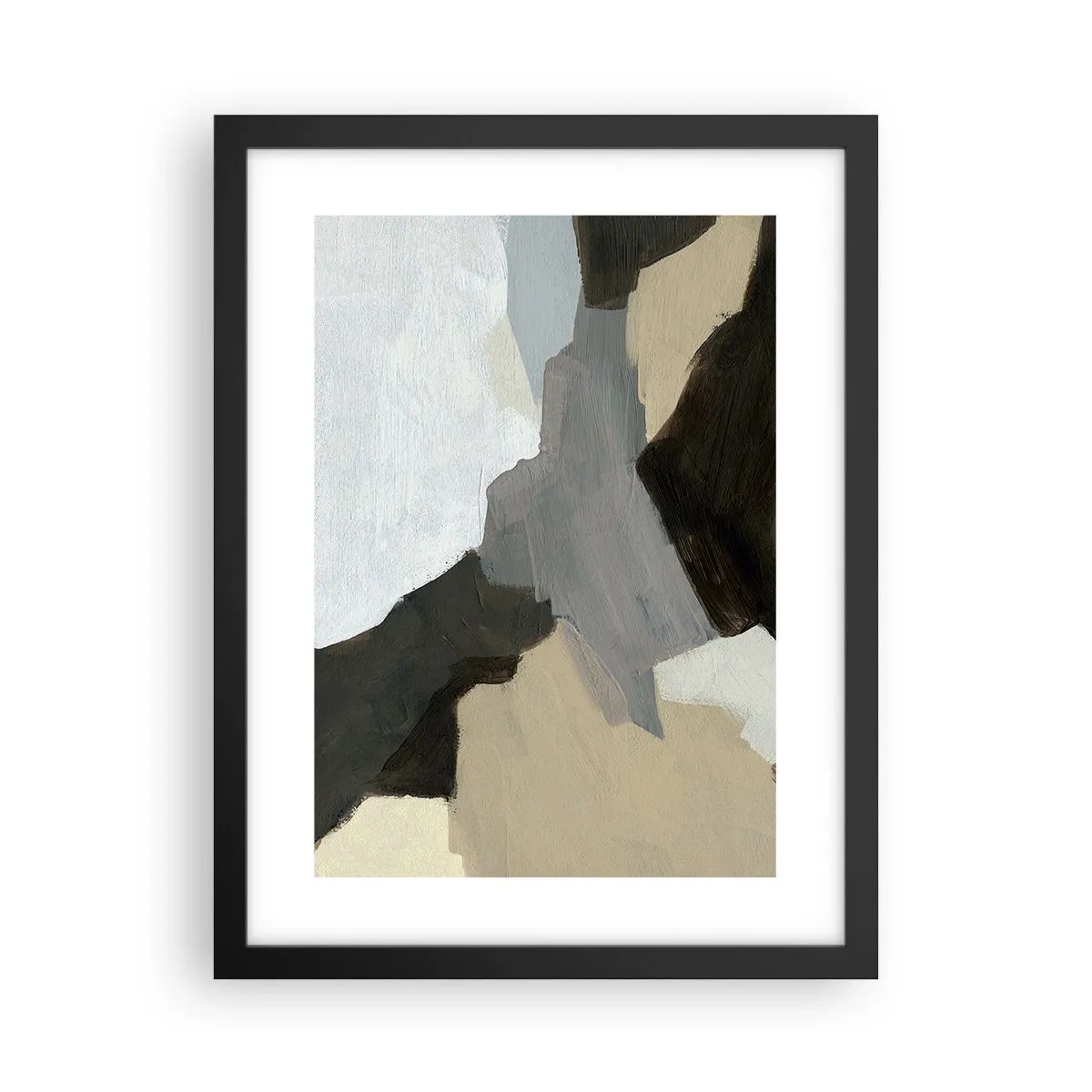 Affiche dans un cadre noir - Poster - Abstraction : le carrefour du gris - 30x40 cm