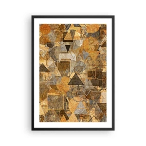 Affiche dans un cadre noir - Poster - Composition géométrique abstraite dorée - 50x70cm - Le monde en forme - Décoration murale moderne pour le salon et la chambre ARTTOR