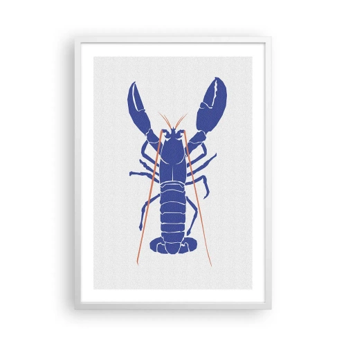 Affiche dans un cadre blanc - Poster - Homard exquis en bleu marine - 50x70 cm