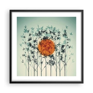 Affiche dans un cadre noir - Poster - Soleil japonnais - 50x50 cm