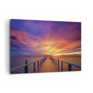 Impression sur toile - Image sur toile - Une jetée menant à la mer au coucher du soleil - 100x70cm - Sans fin - Décoration murale moderne pour le salon et la chambre ARTTOR