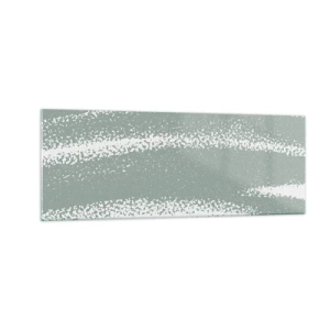Impression sur verre - Image sur verre - Vagues d'hiver dans les tons menthe et blanc - 140x50cm - Abstraction dans un climat hivernal - Décoration murale moderne pour le salon et la chambre ARTTOR