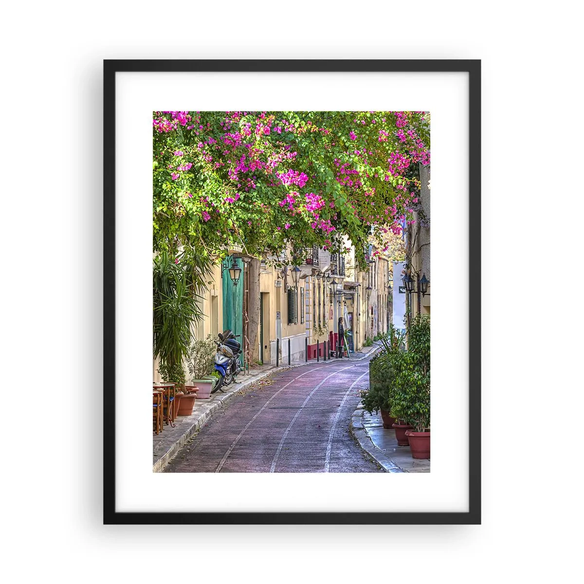 Affiche dans un cadre noir - Poster - Allée fleurie - 40x50 cm