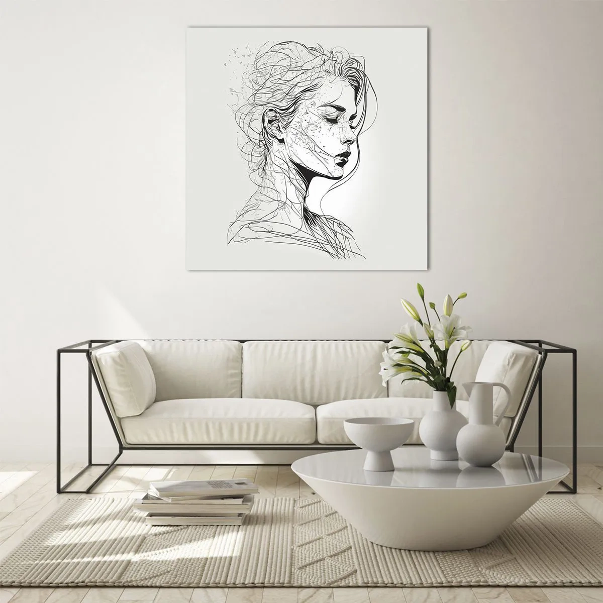 Impression sur verre - Image sur verre - Portrait en pensée - 40x40 cm