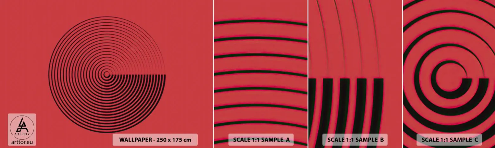 Échantillon De Papier Peint Standard Eco - Mouvement circulaire - Minimalisme, Roue, Lignes - 100x30 cm