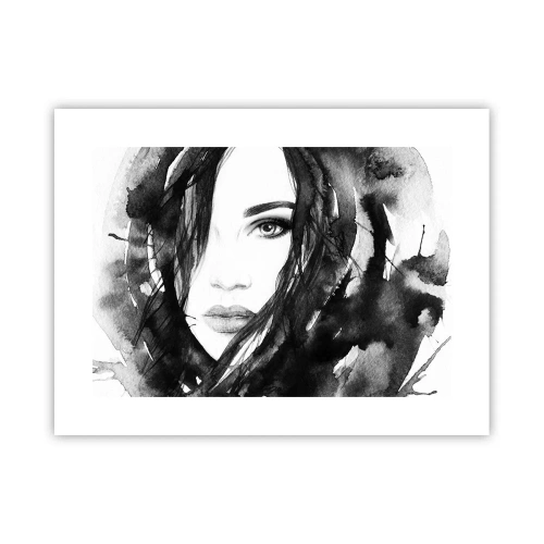 Affiche - Poster - Portrait d'une dame en noir et blanc - 40x30 cm