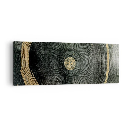 Impression sur toile - Image sur toile - Cercles concentriques avec des accents dorés - 140x50cm - Changement et persistance - Décoration murale moderne pour le salon et la chambre ARTTOR