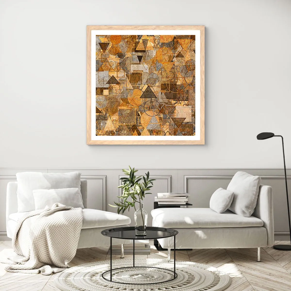 Affiche dans un chêne clair - Poster - Le monde en forme - 30x30 cm