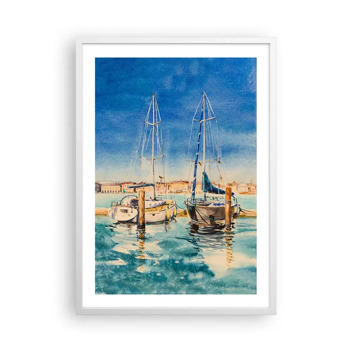 Affiche dans un cadre blanc - Poster - Lagune ensoleillée - 50x70 cm
