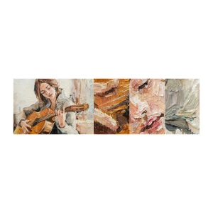 Échantillon de Papier Peint Autocollant Deluxe Sticker - Concerto pour guitare et coeur de fille - Guitare, Musique, Fille - 100x30 cm