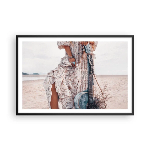 Affiche dans un cadre noir - Poster - Enfant de fleur en route - 91x61 cm