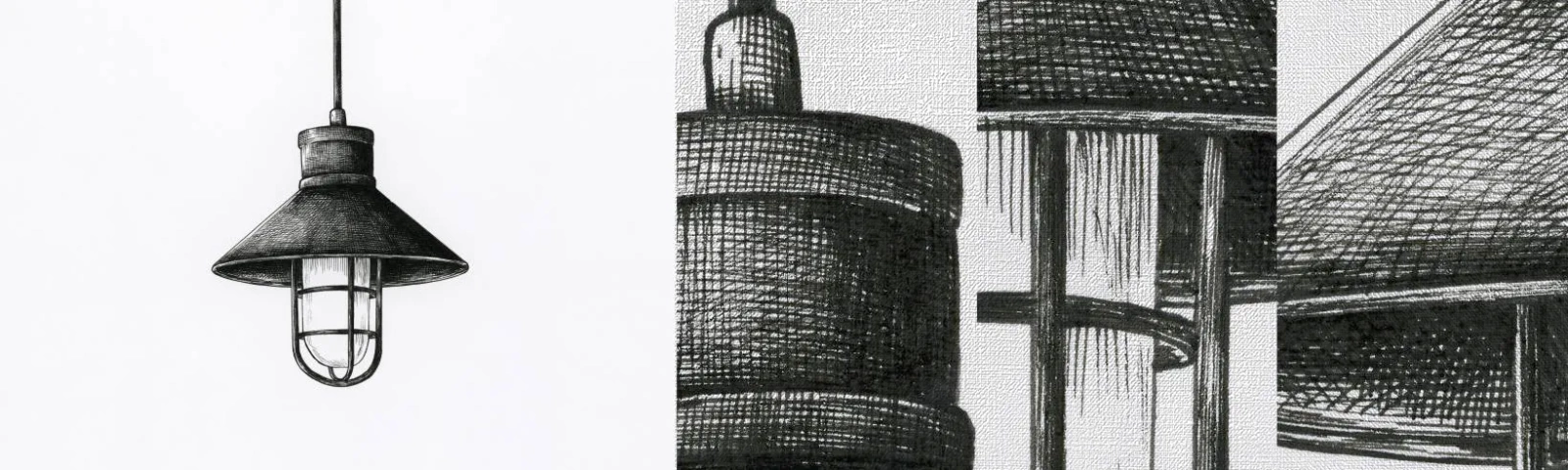 Échantillon de Papier Peint Premium Canvas - Comme il y a des années… - Lampe, Dessin, Crayon - 100x30 cm