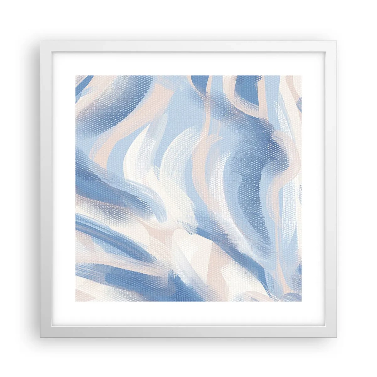 Affiche dans un cadre blanc - Poster - Vagues bleues - 40x40 cm