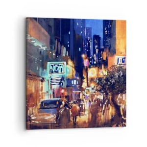 Impression sur toile - Image sur toile - Et la ville ne dort pas - 70x70 cm