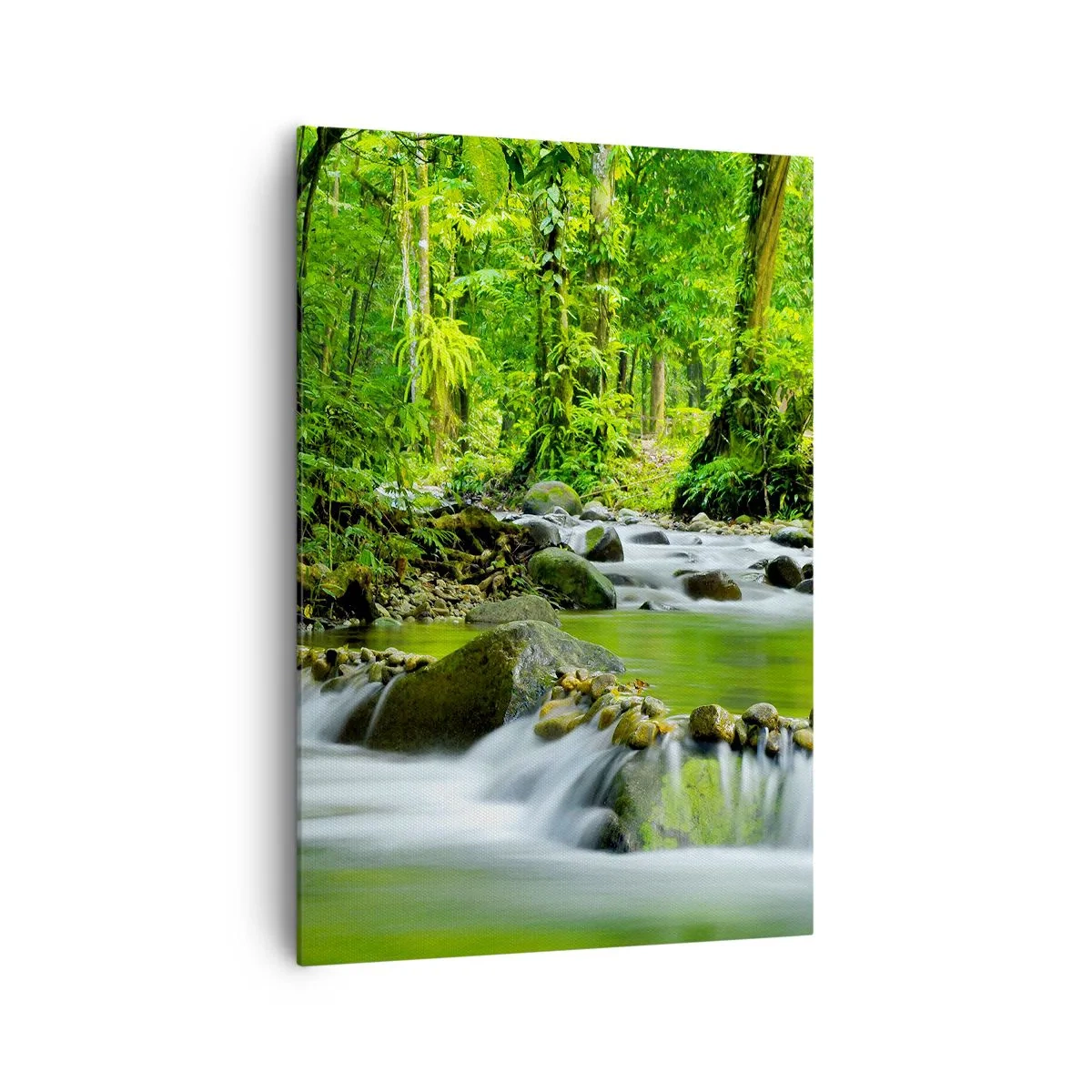 Impression sur toile - Image sur toile - Un ruisseau dans une forêt tropicale luxuriante - 70x100cm - Nager dans un océan de verdure - Décoration murale moderne pour le salon et la chambre ARTTOR