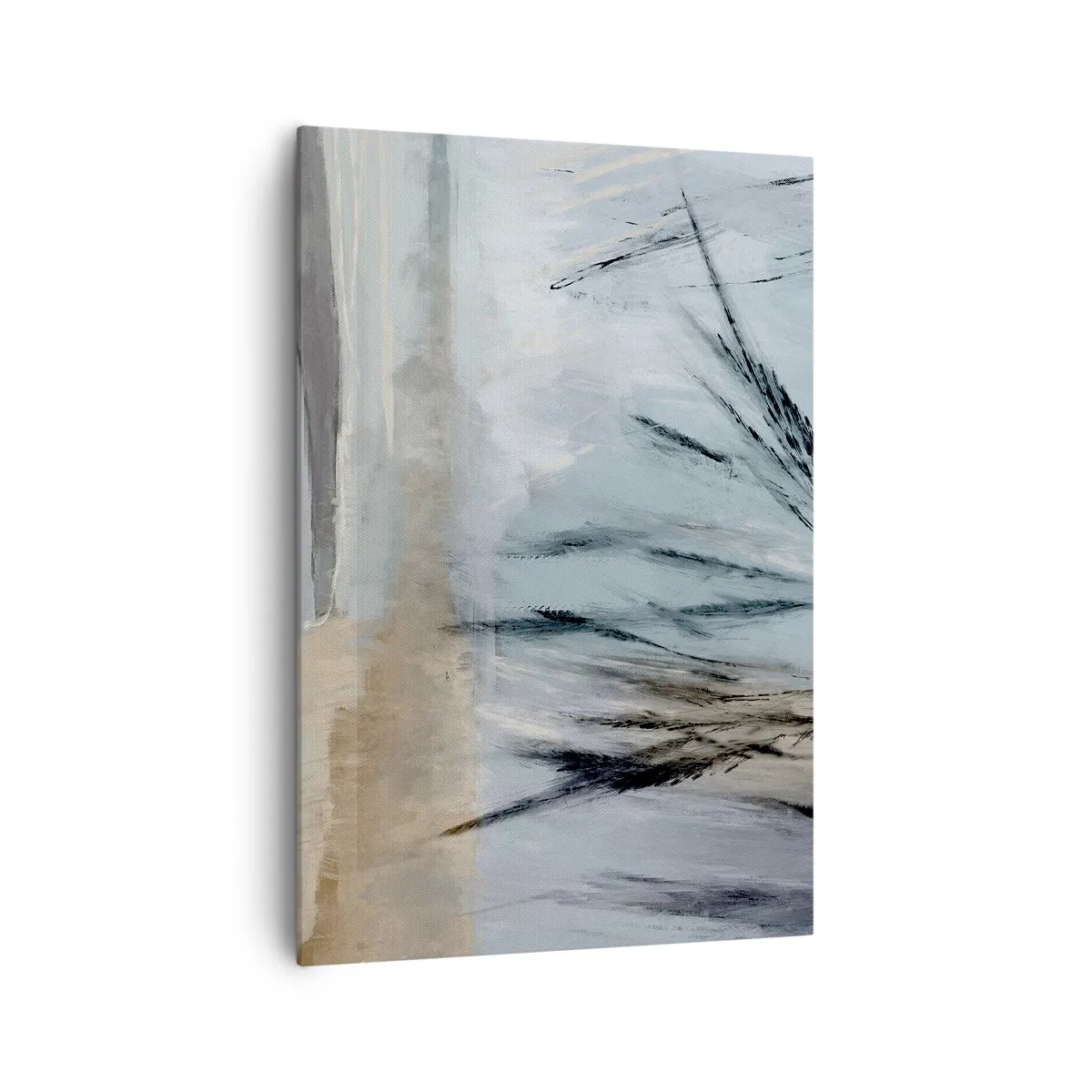 Impression sur toile - Image sur toile - Un paysage hivernal pittoresque avec des champs et des herbes - 70x100cm - Champs d'hiver - Décoration murale moderne pour le salon et la chambre ARTTOR