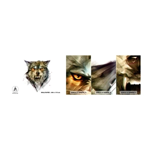 Échantillon de Papier Peint Autocollant Deluxe Sticker - Pas un pas ! - Abstraction, Animaux, Loup - 100x30 cm
