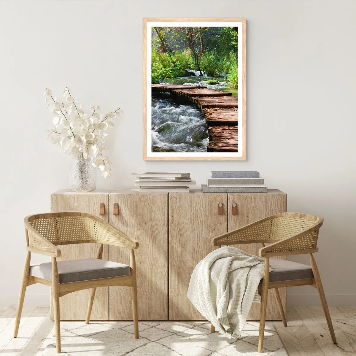 Affiche dans un chêne clair - Poster - Au-dessus de la cascade mousseuse - 50x70 cm