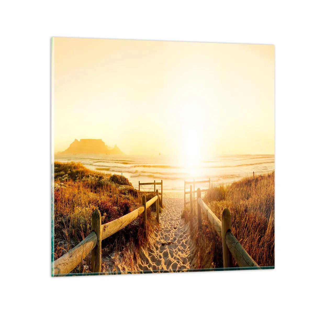 Impression sur verre - Image sur verre - A travers la dune, vers le soleil - 50x50 cm