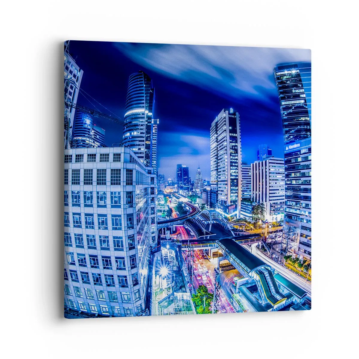 Impression sur toile - Image sur toile - Rythmes de la ville nocturne - 40x40 cm