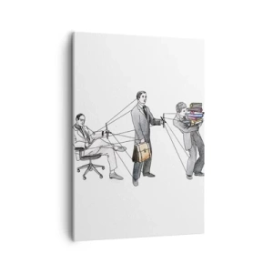 Impression sur toile - Image sur toile - Une illustration montrant des personnes contrôlées comme des marionnettes. - 50x70cm - Chacun a son maître - Décoration murale moderne pour le salon et la chambre ARTTOR