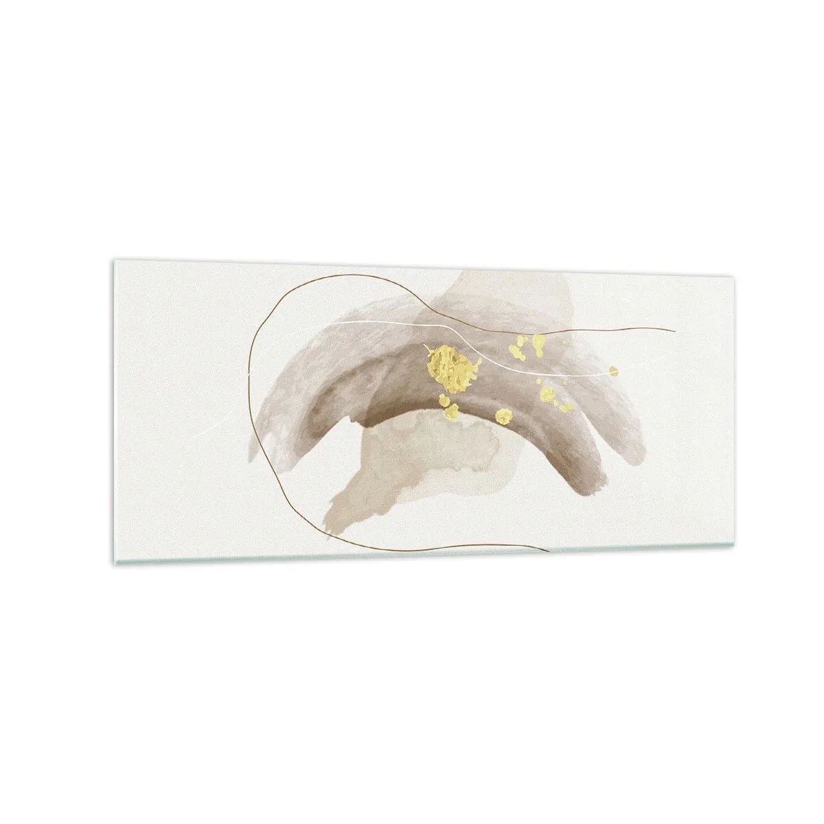 Impression sur verre - Image sur verre - Une composition abstraite dans les tons beige et or. - 120x50cm - rencontré dans l'espace - Décoration murale moderne pour le salon et la chambre ARTTOR