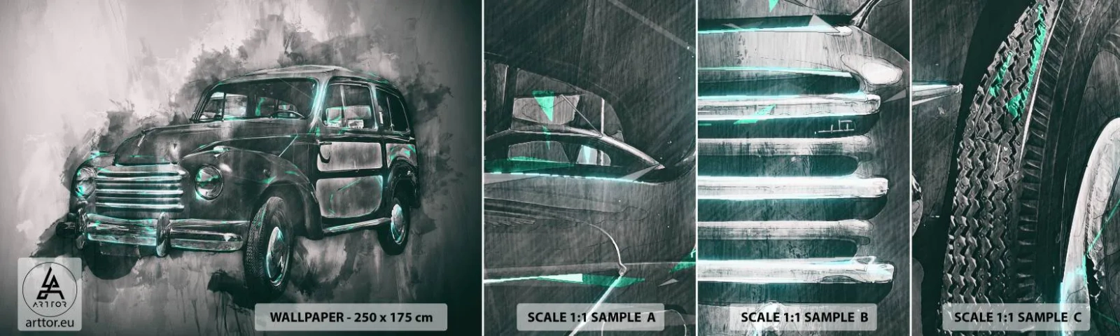 Échantillon De Papier Peint Standard Eco - Ancêtre respecté - Voiture rétro, Automobile, Voyage - 100x30 cm