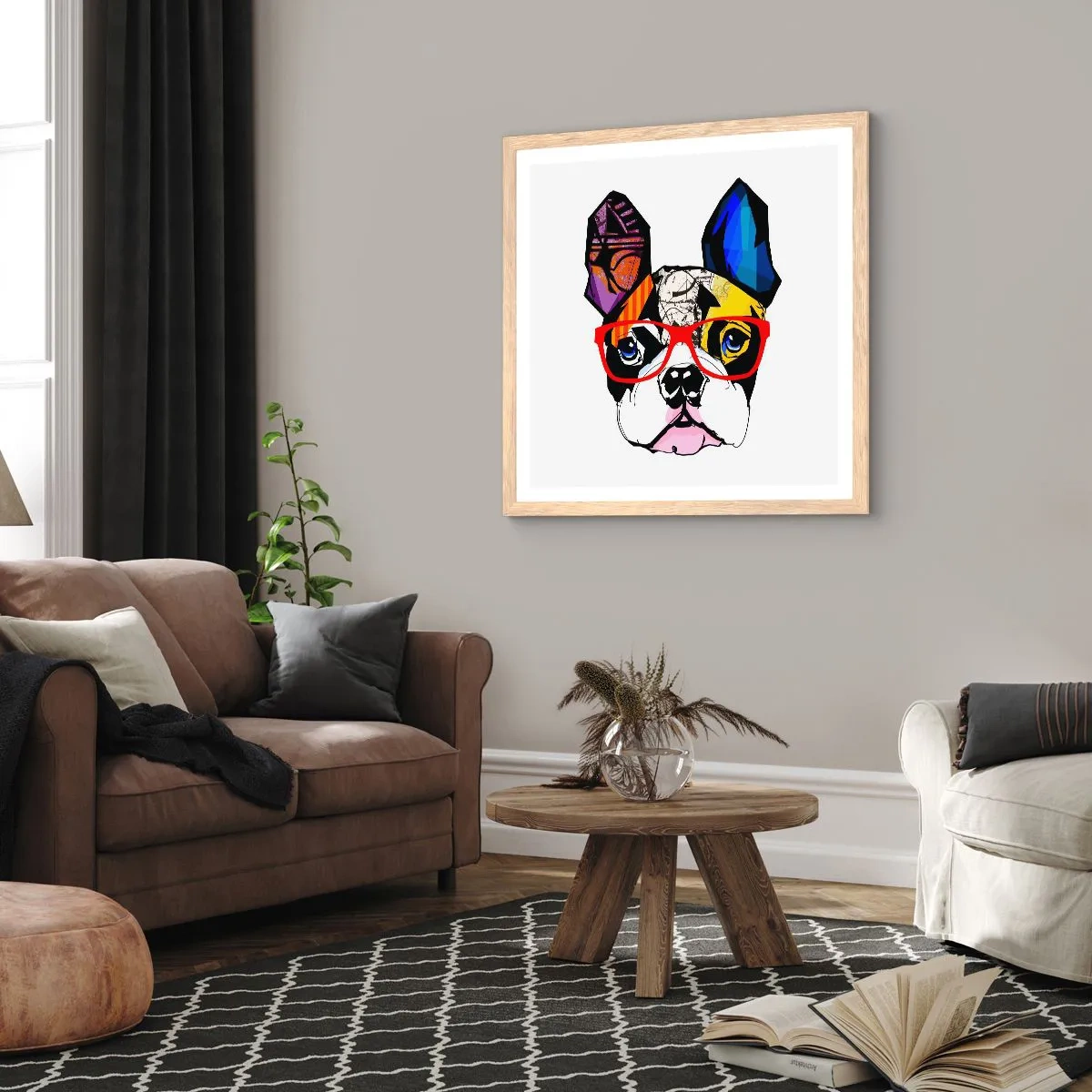 Affiche dans un chêne clair - Poster - Intellectuel - 40x40 cm