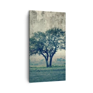 Impression sur toile - Image sur toile - Un pommier sur un champ bleu ? - 45x80 cm