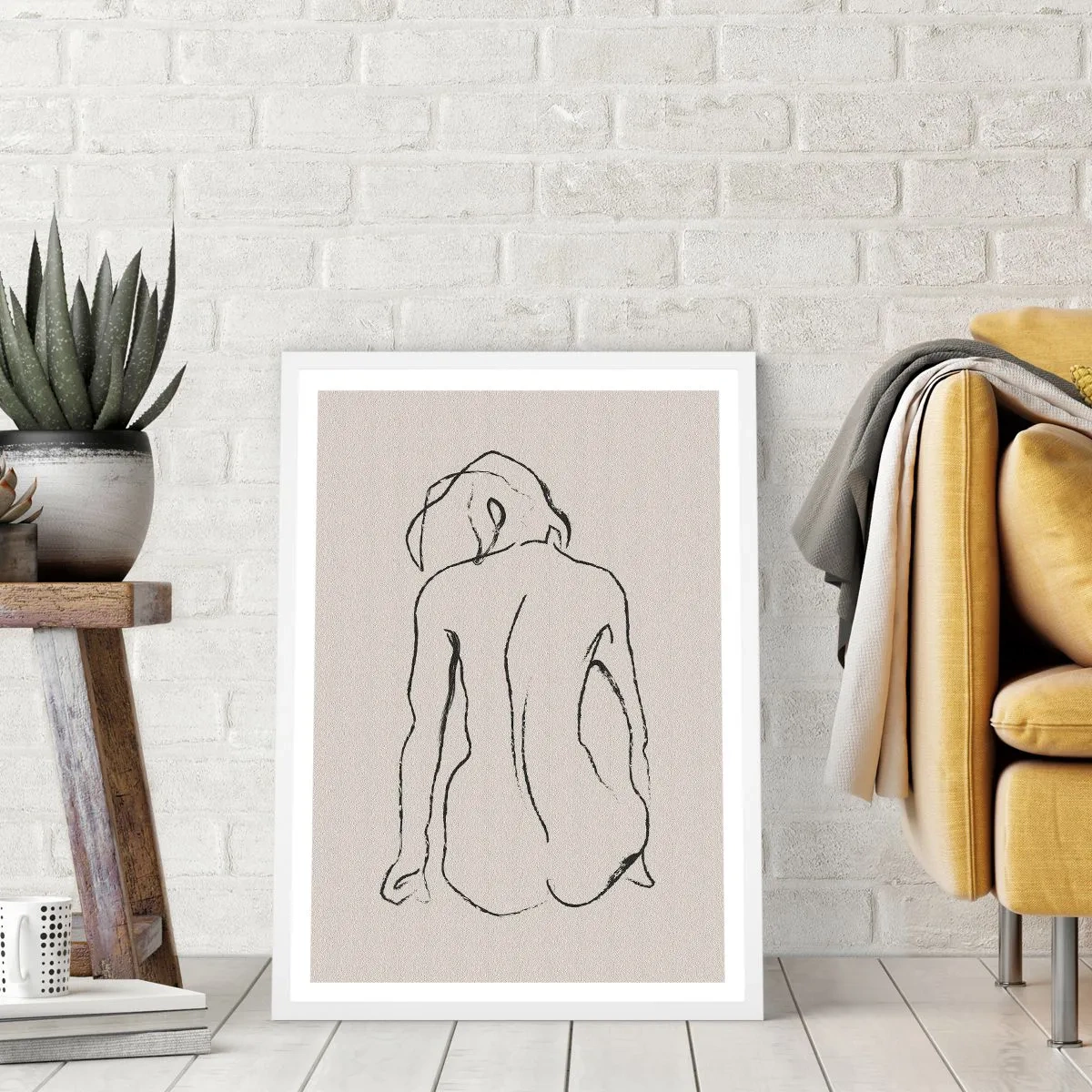 Affiche dans un cadre blanc - Poster - Femme nue - 50x70 cm