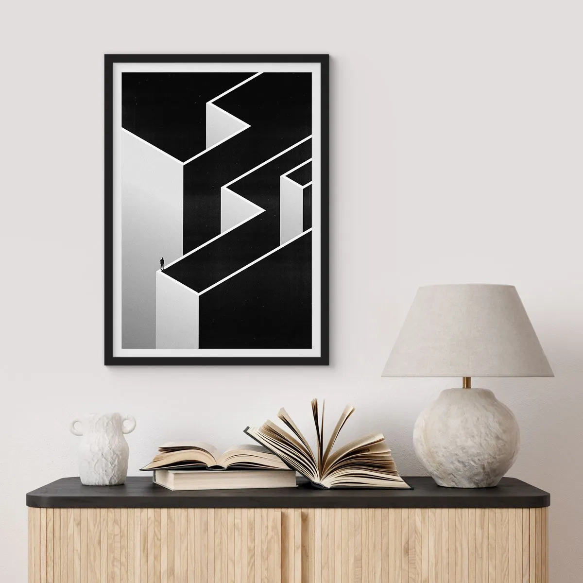 Affiche dans un cadre noir - Poster - La solitude au sommet - 40x50 cm