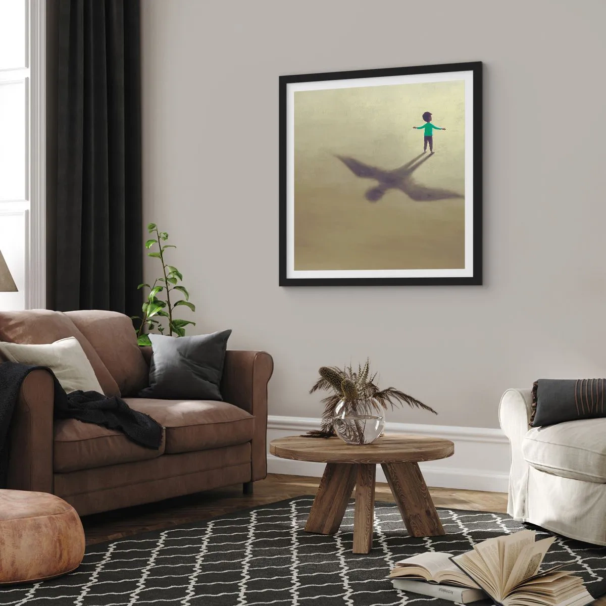 Affiche dans un cadre noir - Poster - Héros du futur - 50x50 cm