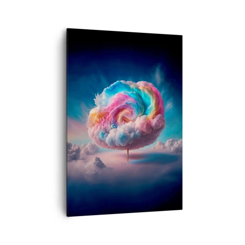 Impression sur toile - Image sur toile - Un nuage en forme de spirale aux couleurs pastel dans le ciel - 70x100cm - Le rêve d'un parc d'attractions - Décoration murale moderne pour le salon et la chambre ARTTOR